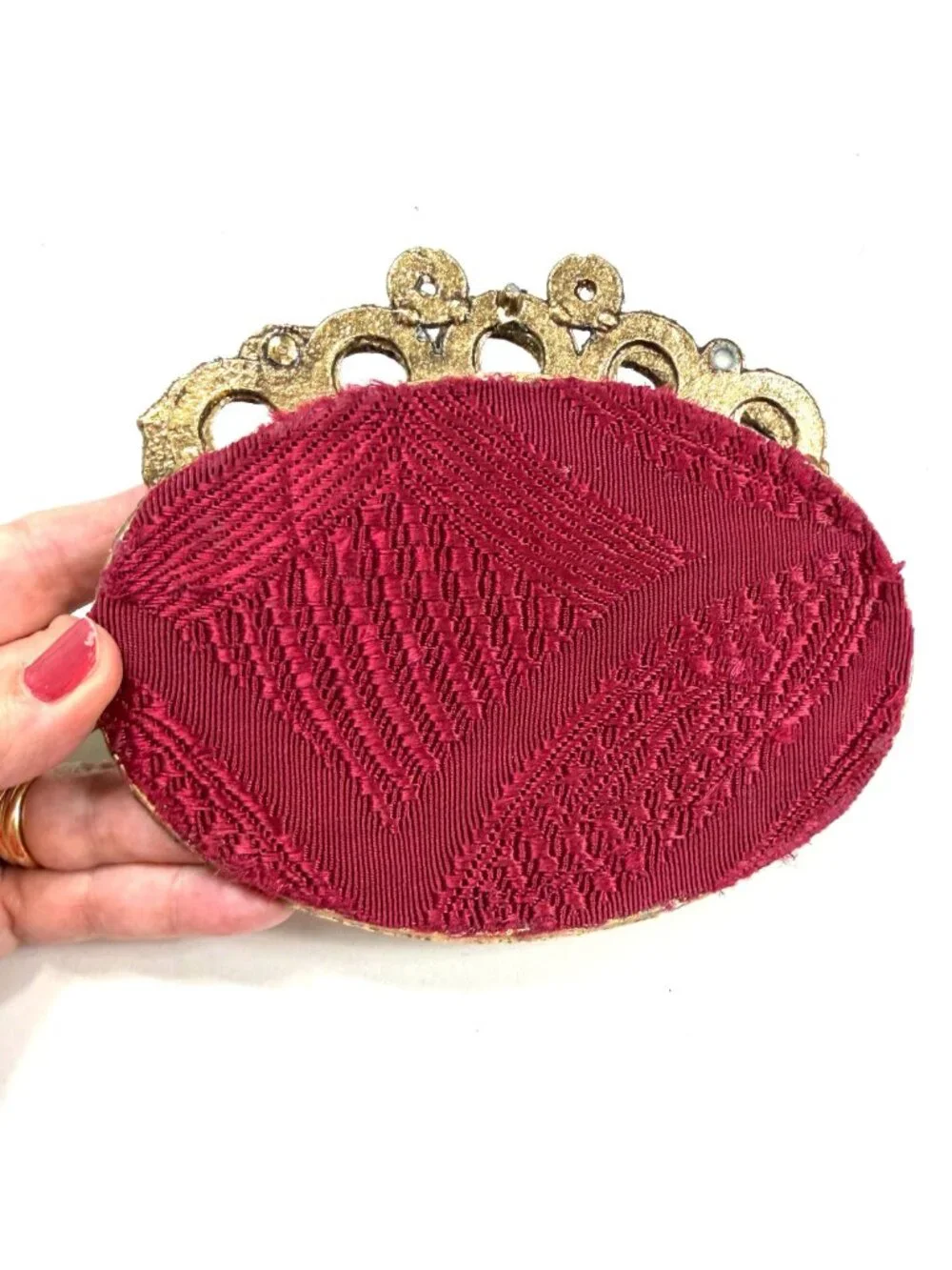 1950s/60s Hollywood Regency gold vanity tray with lipstick holder